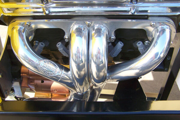 #SRSB-710 – Street Rod Small Block – SB Street Rod “Tri-Y” style header inside the frame for Vega steering or Rack and Pinion steering