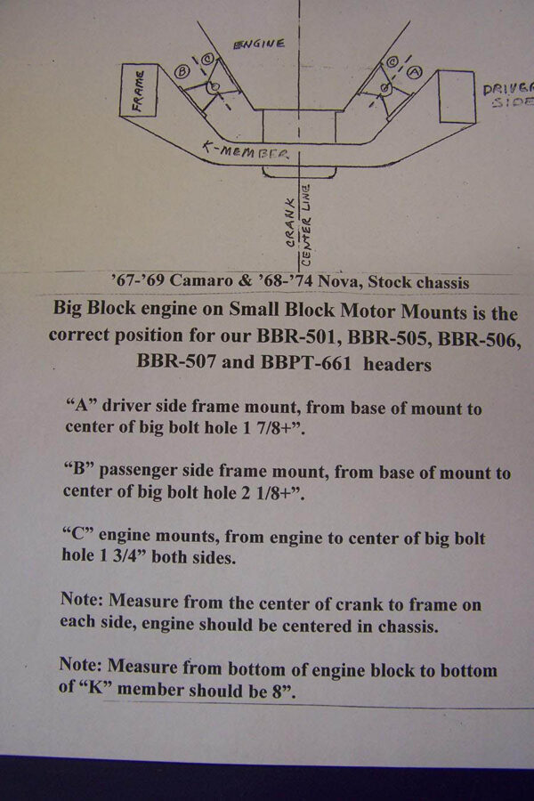 #BBR-505 - ‘67-’69 CAMARO BIG BLOCK - ‘68-’74 NOVA BIG BLOCK - BB RACE HEADER FOR STOCK CHASSIS WITH STOCK STEERING BOX - Image 6