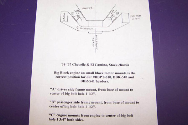 #BBPT-610 - ‘64-’67 CHEVELLE BIG BLOCK - BB Pro Tour header for stock chassis, a version can be made for factory AC - Image 9